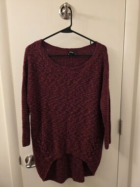 Express Marled Burgundy Scoop Neck Knit Sweater
